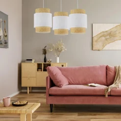 TK Tomasz Krywult Lampa wisząca rattanowa biała BOHO