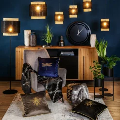 TK Tomasz Krywult Lampa wisząca rattanowa czarna BOHO 20 cm