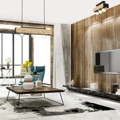 Luminex Lampa wisząca rustykalna drewniana MILUZA III