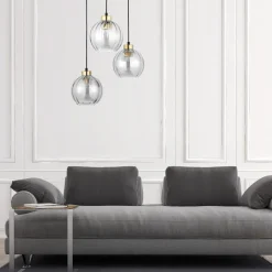 TK Tomasz Krywult Lampa wisząca transparentna okrągła podstawa DEVI 3