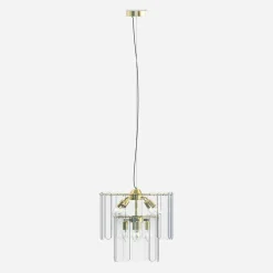 Lampy Wiszące|Zumaline Lampa wisząca transparentne szkło złota NIRA φ43 cm