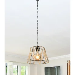 Lampa wisząca z jutowym abażurem EVREN 30 cm