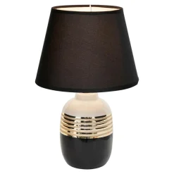 Zumaline Lampka nocna czarno - biała w złote pasy