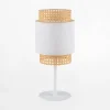 Lampy Stołowe|TK Tomasz Krywult Lampka nocna rattanowa biała BOHO