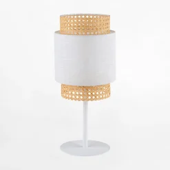Lampy Stołowe|TK Tomasz Krywult Lampka nocna rattanowa biała BOHO