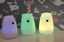 Lampki Nocne|Lampy Do Pokoju Dziecięcego| Lampka nocna silikonowa biała LED RGB MIŚ