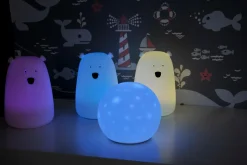 Lampki Nocne|Lampy Do Pokoju Dziecięcego| Lampka nocna silikonowa biała LED RGB MIŚ