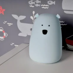 Lampki Nocne|Lampy Do Pokoju Dziecięcego| Lampka nocna silikonowa niebieska LED RGB MIŚ