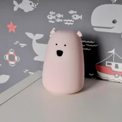 Lampki Nocne|Lampy Do Pokoju Dziecięcego| Lampka nocna silikonowa różowa LED RGB MIŚ