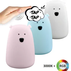 Lampki Nocne|Lampy Do Pokoju Dziecięcego| Lampka nocna silikonowa różowa LED RGB MIŚ