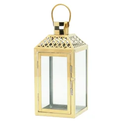Świece, Świeczniki I Latarenki| Latarenka / lampion złota 41 cm