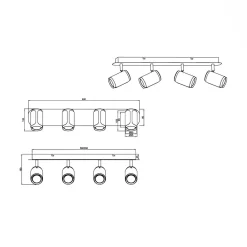 Listwy Oświetleniowe|Wszystkie Lampy Sufitowe|inny Listwa 4 reflektory kawowa czarna GILLAN