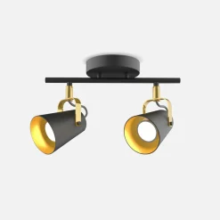Krislamp Listwa oświetleniowa 2 reflektorki czarno-złota FABIO
