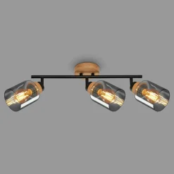 Listwy Oświetleniowe|Wszystkie Lampy Sufitowe|inny Listwa podwieszana 3 klosze czarna jasne drewno HEMA