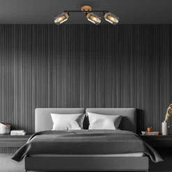 Listwy Oświetleniowe|Wszystkie Lampy Sufitowe|inny Listwa podwieszana 3 klosze czarna jasne drewno HEMA