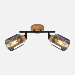 Listwy Oświetleniowe|Wszystkie Lampy Sufitowe|inny Listwa podwieszana 2 klosze czarna jasne drewno HEMA