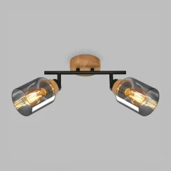 Listwy Oświetleniowe|Wszystkie Lampy Sufitowe|inny Listwa podwieszana 2 klosze czarna jasne drewno HEMA