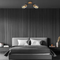 Listwy Oświetleniowe|Wszystkie Lampy Sufitowe|inny Listwa podwieszana 2 klosze czarna jasne drewno HEMA