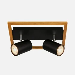 Listwy Oświetleniowe|Wszystkie Lampy Sufitowe|inny Listwa podwieszana 2 reflektory ramka jasne drewno czarna FREY