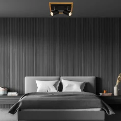 Listwy Oświetleniowe|Wszystkie Lampy Sufitowe|inny Listwa podwieszana 2 reflektory ramka jasne drewno czarna FREY