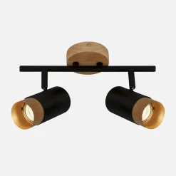 Listwy Oświetleniowe|Wszystkie Lampy Sufitowe|inny Listwa podwieszana 2 reflektory jasne drewno czarna PLEK