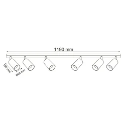 Listwy Oświetleniowe|Wszystkie Lampy Sufitowe|Zumaline Listwa podwieszana 6 reflektorów spot czarna REN