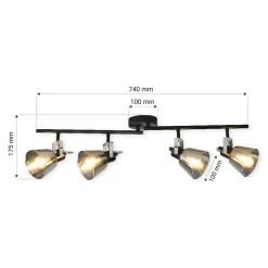 LED-POL Listwa 4-punktowa czarna ORO TRINGA
