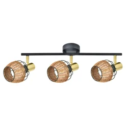 Listwy Oświetleniowe|Wszystkie Lampy Sufitowe|Zumaline Listwa 3-punktowa rattan czarno-złoty COPA