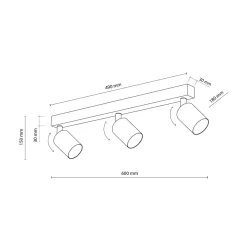 TK Tomasz Krywult Listwa sufitowa 3 reflektory czarna TOP