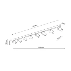 TK Tomasz Krywult Listwa sufitowa 8 spotów czarna TOP