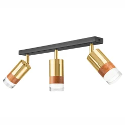 Listwy Oświetleniowe|Wszystkie Lampy Sufitowe| Listwa z 3 reflektorkami regulowana złota AURORA