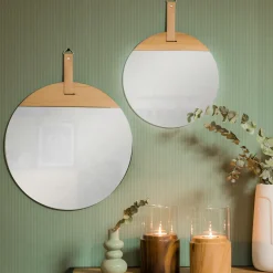 Lustra Dekoracyjne|Lustra| Lustro okrągłe na pasku BORAS 30 cm