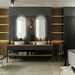 inny Lustro z oświetleniem LED owalne MILA 100x40 cm