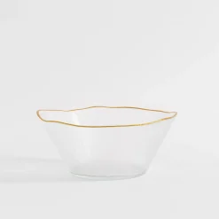 Miski, Patery I Półmiski| Miska szklana ze złotym rantem 21x9 cm