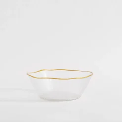 Miska szklana ze złotym rantem 15x5,5 cm