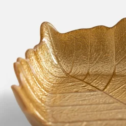 inny Miska szklana złota LIŚĆ 16 cm