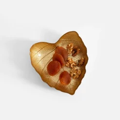 inny Miska szklana złota LIŚĆ 16 cm