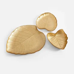 inny Miska szklana złota LIŚĆ 16 cm