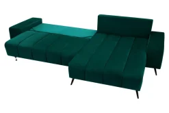 Fresh Narożnik butelkowa zieleń VELVET NEW prawy