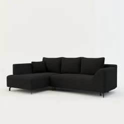 Narożniki|FN Design Narożnik rozkładany czarny ASOLO lewy