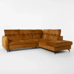 Narożniki|Agio Divani Narożnik rozkładany musztardowy GOJA prawy