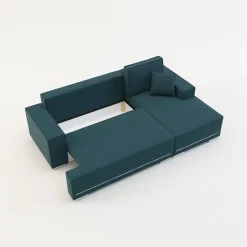 Exline Narożnik rozkładany niebieski z podświetleniem EVERETT prawy