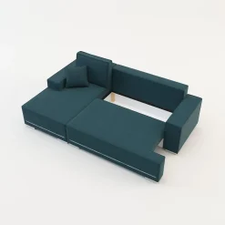 Exline Narożnik rozkładany niebieski z podświetleniem EVERETT lewy