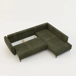 Narożniki|Exline Narożnik rozkładany oliwkowy AMELIA prawy