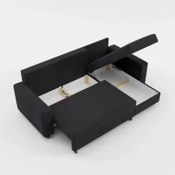 IMPERIAL-MEBLE (D.C.M. FRESH) Narożnik rozkładany z 2 pojemnikami czarny MEDIO