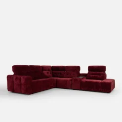 Impresti Narożnik rozkładany z funkcją relaksu i barkiem bordowy CANTATA lewy