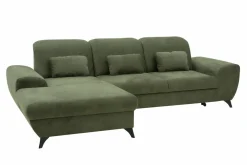 INFINI Narożnik rozkładany z poduszkami oliwkowy ALTA lewy