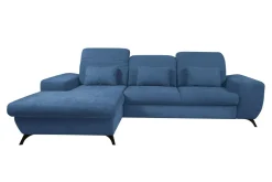 INFINI Narożnik rozkładany z poduszkami niebieski ALTA lewy