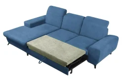 INFINI Narożnik rozkładany z poduszkami niebieski ALTA lewy