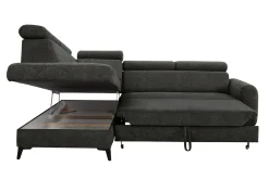 Narożnik rozkładany z regulowanymi zagłówkami ciemnoszary TRENTO lewy